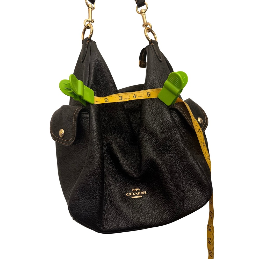 Coach Black Pebbled Leather Shoulder Bag Hobo Gold Hardware H2222-6152 - Picture 10 of 12